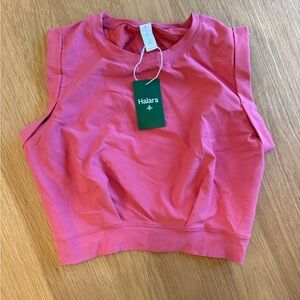 NWT Halara Patitoff Crew Neck Sleeveless Cropped Yoga Tank Top Sz S